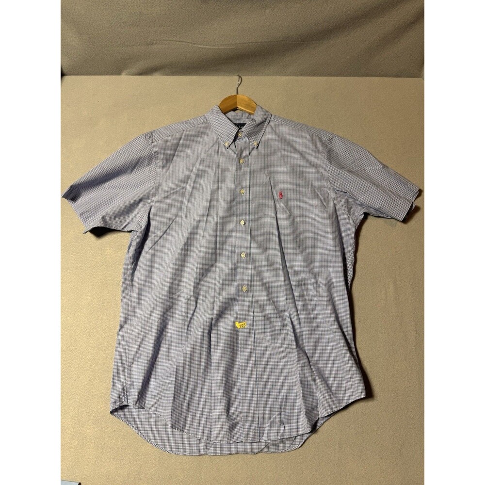 VTG Ralph Lauren Classic Fit Plaid Button Up Shirt Mens Size Large Pink Pony